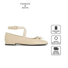 Giày Bệt Charles & Keith Margot Crossover-Strap Ballerinas CK1-70900496 Chalk