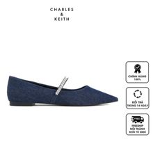 Giày Bệt Charles & Keith Ambrosia Gem-Embellished Flats CK1-70900498 Blue