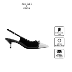 Giày Charles & Keith Patent Pearl Chain-Link Slingback Pumps CK1-61720161 Black Patent