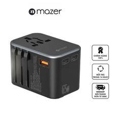 Củ Sạc Nhanh Mazer Infinite World Travel GaN 65W PD - Bộ Sạc Du Lịch Tương Thích 150 Quốc Gia, USB-C và USB-A
