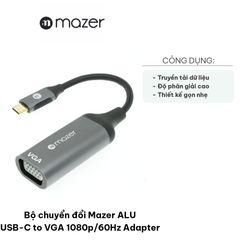 Bộ Chuyển Đổi Mazer ALU USB-C to VGA 1080p/60Hz - Kết Nối Màn Hình VGA Và Máy Chiếu Chất Lượng Cao