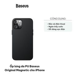 Ốp Lưng Da PU Baseus Magnetic Chính Hãng Cho iPhone 12/Pro/Promax/Mini - Sạc Không Dây Thoải Mái, Bảo Vệ Toàn Diện