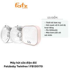 Máy Hút Sữa Điện Đôi Fatzbaby Twinfree 1 FB1301TG - Thiết Kế Rảnh Tay, 4 Chế Độ Hút Tiện Lợi, Dung Tích 140ml