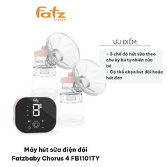 Máy Hút Sữa Điện Đôi Fatzbaby Chorus 4 FB1101TY - 3 Chế Độ Hút Massage, Kích Thích, Hút Sữa, Giúp Nuôi Dưỡng Sữa Mẹ Tối Ưu