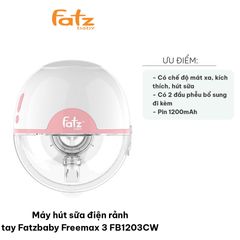 Máy Hút Sữa Điện Fatzbaby Freemax 3 FB1203CW - Thiết Kế Nhỏ Gọn, Tích Hợp 3 Chế Độ, Dễ Dàng Sử Dụng, Quà Tặng Thực Dụng Cho Mẹ Bỉm Sữa