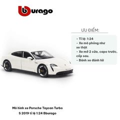 Mô Hình Xe Porsche Taycan Turbo S 2019 Tỉ Lệ 1:24 Bburago - Mô Phỏng Chi Tiết, Trưng Bày Nội Thất Hoàn Hảo