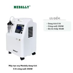 Máy Tạo Oxy Medally 5 Lít 350W - Thiết Bị Y Tế Chăm Sóc Sức Khỏe, Lưu Lượng Oxy 0.5-5 Lít/Phút, Độ Tinh Khiết 93%