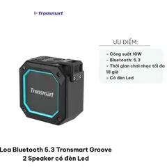 Loa Bluetooth 5.3 Tronsmart Groove 2 có đèn LED, âm thanh chi tiết, chống nước IPX7, di động, pin 18 giờ - Thiết bị nghe nhạc hoàn hảo cho mọi dịp