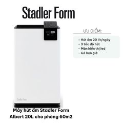 Máy Hút Ẩm Stadler Form Albert 20L - Thiết Kế Sang Trọng, Hút Ẩm Hiệu Quả cho Phòng 60m2, Công Suất 20L/ngày