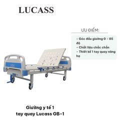 Giường Y Tế Điều Chỉnh Tay Quay Lucass GB-1 - Nâng Đầu 0-85 Độ, Lan Can Chắc Chắn, Tải Trọng 300kg, Thiết Kế Bền Bỉ