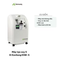 Máy Tạo Oxy 5 Lít KonSung KSW-5 - Thiết Bị Y Tế Đảm Bảo Độ Tinh Khiết Cao, Hoạt Động Ổn Định, Màn Hình LCD Thông Minh