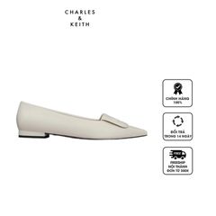 Giày bệt Charles & Keith Leather Pointed SL1-71790026 White