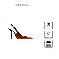 Giày cao gót YSL Lee Slingback Pumps In Patent Leather 763417AAAPQ2531 Chataigne