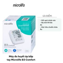 Máy Đo Huyết Áp Bắp Tay Microlife B3 Comfort - Thiết Bị Y Tế Chất Lượng Châu Âu, Đo Chính Xác, Công Nghệ Thông Minh, Phù Hợp Gia Đình
