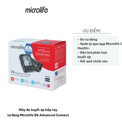 Máy đo huyết áp bắp tay tự động Microlife B6 Connect - Phát hiện rung tâm nhĩ, kết nối Bluetooth, kết quả chính xác, tiện lợi cho sức khỏe