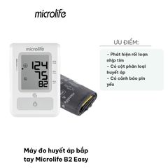 Máy Đo Huyết Áp Bắp Tay Microlife B2 Easy - Đo Nhịp Tim, Phát Hiện Rối Loạn Nhịp, Tiện Lợi Cho Sức Khỏe Gia Đình
