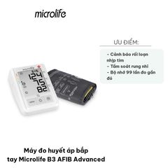 Máy Đo Huyết Áp Bắp Tay Microlife B3 AFIB Advanced - Đo Tự Động, Phát Hiện Rối Loạn Nhịp, Kết Quả Chính Xác, Bộ Nhớ 99 Lần Đo