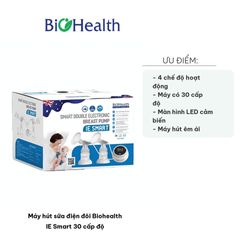 Máy Hút Sữa Điện Đôi Biohealth IE Smart 30 Cấp Độ - Thiết Kế Nhỏ Gọn, Dễ Sử Dụng, Lực Hút Mạnh Mẽ Cho Mẹ Bỉm Sữa
