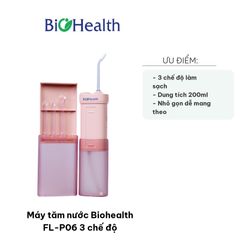 Máy Tăm Nước Biohealth FL-P06 3 Chế Độ - Vệ Sinh Răng Miệng Sâu, Dung Tích 200ml, Thiết Kế Nhỏ Gọn, Chống Nước IPX7