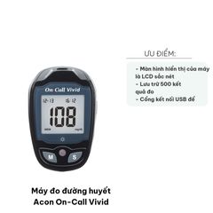 Máy Đo Đường Huyết Acon On-Call Vivid - Thiết Bị Kiểm Tra Đường Huyết Chính Xác Với Công Nghệ Cảm Biến Sinh Học, Phù Hợp Gia Đình 4 Người