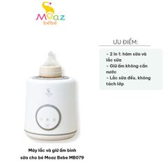Máy Lắc và Giữ Ấm Bình Sữa Moaz Bebe MB079 - Thiết Bị Thông Minh Giúp Mẹ Tiện Lợi, Giữ Nhiệt và Lắc Sữa Đều Ổn Định