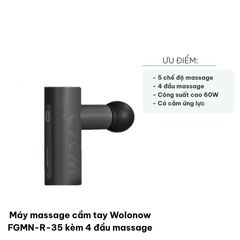Máy massage cầm tay Wolonow FGMN-R-35 - 4 đầu massage linh hoạt, 5 chế độ, giảm căng cơ hiệu quả, thiết kế nhỏ gọn, sử dụng dễ dàng.