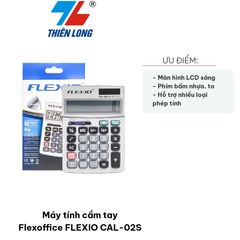 Máy Tính Cầm Tay Flexoffice FLEXIO CAL-02S - Màn Hình LCD Nghiêng, Phím ABS Lớn, Năng Lượng Pin & Ánh Sáng, Có 12 Chữ Số