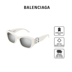 Kính mát nữ Balenciaga Silver Rectangular Ladies Sunglasses BB0311SK 003 53