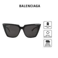 Kính mát nữ Balenciaga Grey Cat Eye Ladies Sunglasses BB0046S 001 55
