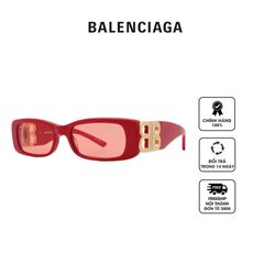 Kính mát nữ Balenciaga Red Rectangular Ladies Sunglasses BB0096S 003 51