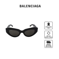 Kính mát Open Box Balenciaga Gray Cat Eye Ladies Sunglasses BB0236S 001 52