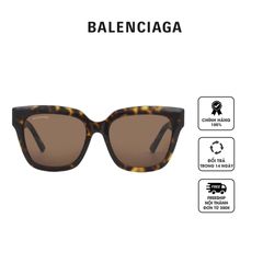 Kính mát nữ Balenciaga Brown Square Ladies Sunglasses BB0237SA 002 55