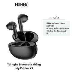 Tai nghe Bluetooth không dây Edifier X2 - Thiết kế nhỏ gọn, âm thanh vượt trội, thời gian sử dụng 28 giờ, kháng nước IP54