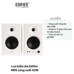 Loa Kiểm Âm Edifier MR4 42W - Âm Thanh Chi Tiết, Chất Liệu Gỗ MDF - Lý Tưởng Cho Studio và Nghe Nhạc Tại Nhà