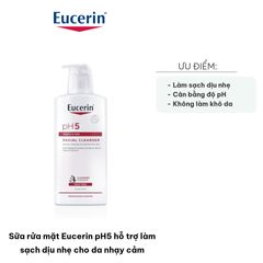Sữa rửa mặt Eucerin pH5 400ml - Làm sạch dịu nhẹ cho da nhạy cảm, Cân bằng độ pH, Dưỡng ẩm cho làn da mềm mại