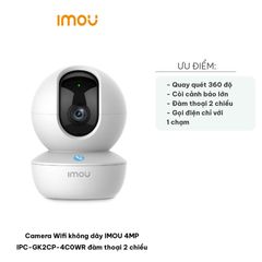 Camera Wifi không dây IMOU 4MP IPC-GK2CP-4C0WR - Camera an ninh 2 chiều, xoay 360 độ, cảm biến 4MP, hỗ trợ gọi điện qua ứng dụng Imou Life