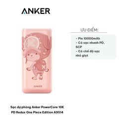 Sạc Dự Phòng Anker PowerCore 10K PD Redux One Piece Edition A9514 - Pin 10000mAh, Sạc Nhanh 20W USB-C, 22.5W USB-A, Dễ Dàng Mang Theo