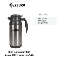 Bình Lọc Trà Giữ Nhiệt Zebra 112411 1.2L - Chất Lượng Cao, Giữ Nhiệt Tối Ưu, Thiết Kế Hiện Đại, Lọc Trà Và Detox Tiện Lợi