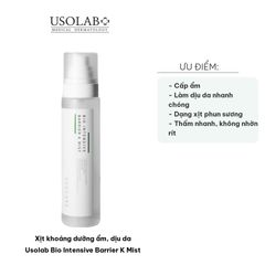 Xịt Khoáng Dưỡng Ẩm Usolab Bio Intensive Barrier K Mist 150ml - Làm Dịu Da, Cấp Ẩm Nhanh Chóng, Phù Hợp Với Da Nhạy Cảm