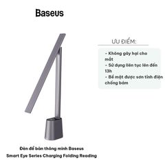 Đèn để bàn thông minh Baseus Smart Eye Series - Đèn LED gập đẹp, tiết kiệm điện, chống chói, phù hợp học tập & làm việc, màu trắng xám