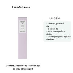 Toner Nước Hoa Hồng Comfort Zone Remedy - Xịt Làm Dịu Da Nhạy Cảm và Cung Cấp Độ Ẩm, Giải Pháp Hoàn Hảo Cho Da Mẩn Đỏ