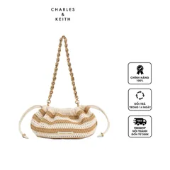 Túi xách Charles & Keith Ida Knitted Striped Chain-Handle Clutch CK2-70840565 Sand