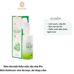 Sữa Rửa Mặt Thảo Mộc Dịu Nhẹ Ric Skin Kohinoor 100ml - Dành Cho Da Mụn, Da Nhạy Cảm, Làm Sạch & Dưỡng Ẩm Tự Nhiên