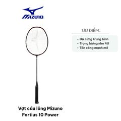Vợt Cầu Lông Mizuno Fortius 10 Power - Thiết Kế Hiện Đại, Công Nghệ Xtra Slim Shaft, Phản Đòn Mạnh Mẽ, Dành Cho Vận Động Viên Tấn Công