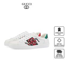 Giày Gucci Ace Embroidered Snake Low Top Sneakers