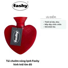 Túi Chườm Nóng Lạnh Fashy Hình Trái Tim Đỏ - Dung Tích 700ml, Chất Liệu PVC An Toàn, Giảm Đau Nhức, Giữ Nhiệt Lâu Dài