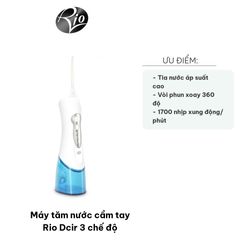 Máy tăm nước cầm tay Rio Dcir - 3 chế độ phun 360 độ, làm sạch răng miệng nhanh chóng, sạc USB, chống nước IPX7, nhẹ nhàng và thuận tiện mang theo
