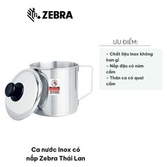 Ca nước Inox có nắp Zebra Thái Lan - Bình đựng nước inox cao cấp, thiết kế hiện đại, chống gỉ, dễ vệ sinh, tiện lợi cho đồ uống nóng và lạnh.