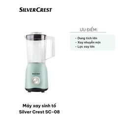 Máy Xay Sinh Tố Silver Crest SC-08 1500W - Cối 1.5L, Lưỡi Dao Bằng Thép Không Gỉ, Xay Trái Cây và Rau Củ Nhuyễn Mịn