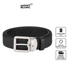 Thắt lưng unisex Montblanc Black Leather 30 mm Adjustable Belt
